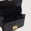 Geanta Venezia din piele neagră cu detalii aurii
