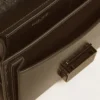 Geanta Venezia mică din piele metalizată neagră cu detalii negre
