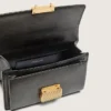Geanta Venezia mică din piele neagră cu aspect uzat și detalii aurii