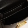 Geanta Venezia mică din piele neagră cu detalii aurii