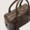 Geanta Vita din piele maro vintage cu detalii aurii