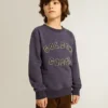 Hanorac albastru-violet cu inscripția „golden goose” pe față