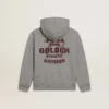 Hanorac cu glugă gri melanj, cu imprimeu pe spate