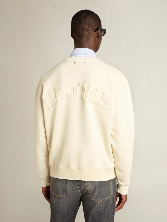 Hanorac în alb patinat cu logo inversat pe spate - Jersey Capsule