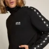 Hanorac negru cu fermoar pentru bărbați, cu stele albe