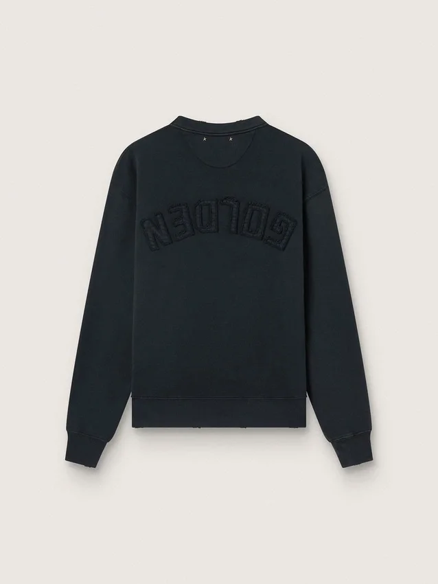 Hanorac negru spălat, cu logo inversat pe spate - Jersey Capsule