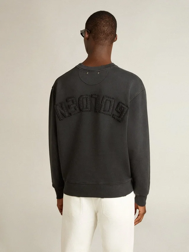 Hanorac negru spălat, cu logo inversat pe spate - Jersey Capsule