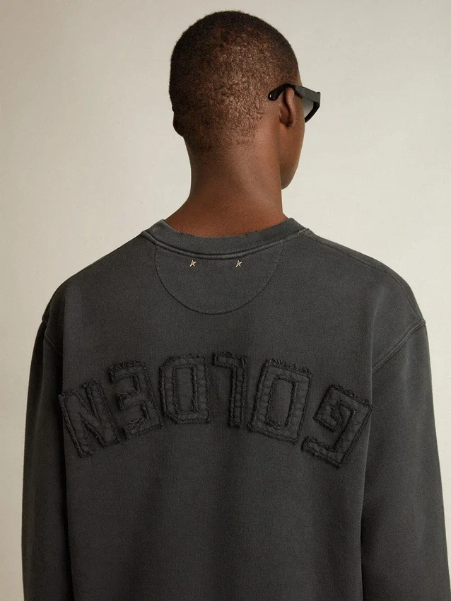 Hanorac negru spălat, cu logo inversat pe spate - Jersey Capsule