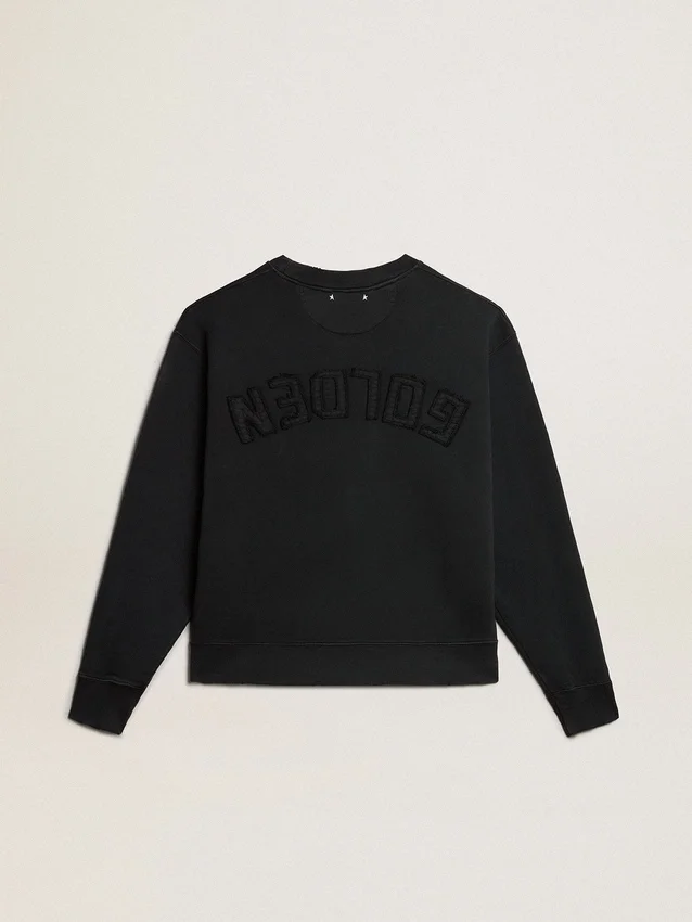 Hanorac negru spălat, cu logo inversat pe spate - Jersey Capsule