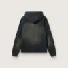 Hanorac unisex cu glugă din bumbac negru cu efect decolorat