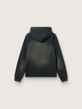 Hanorac unisex cu glugă din bumbac negru cu efect decolorat