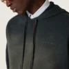 Hanorac unisex cu glugă din bumbac negru cu efect decolorat
