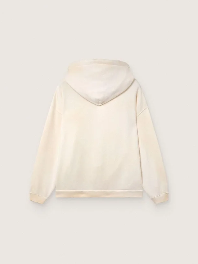 Hanorac unisex cu glugă „Star”, din bumbac alb, cu imprimeu cu logo
