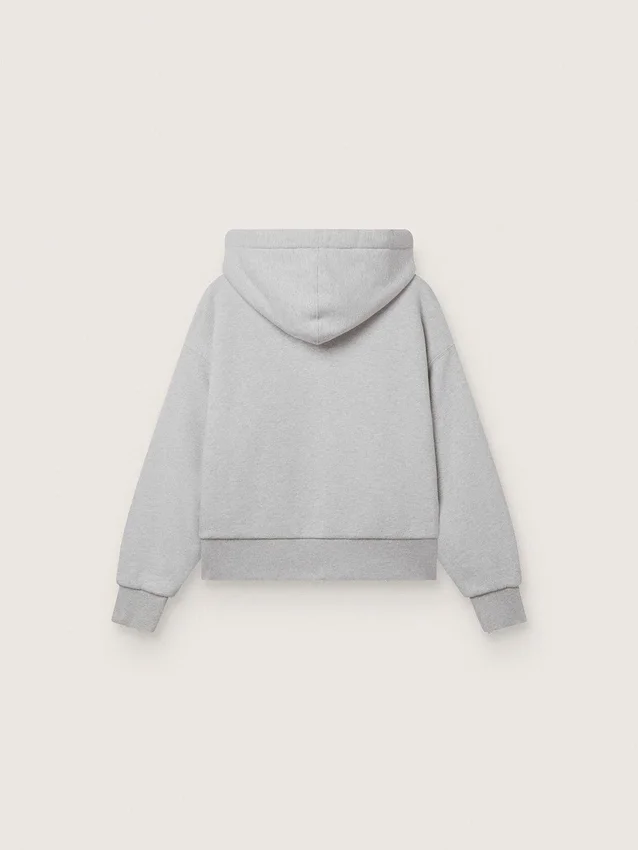 Hanorac unisex cu glugă Star din bumbac gri melanj