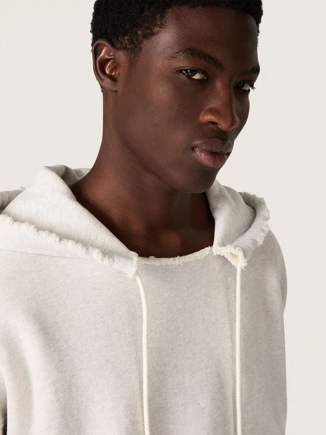 Hanorac unisex cu glugă Star din bumbac gri melanj