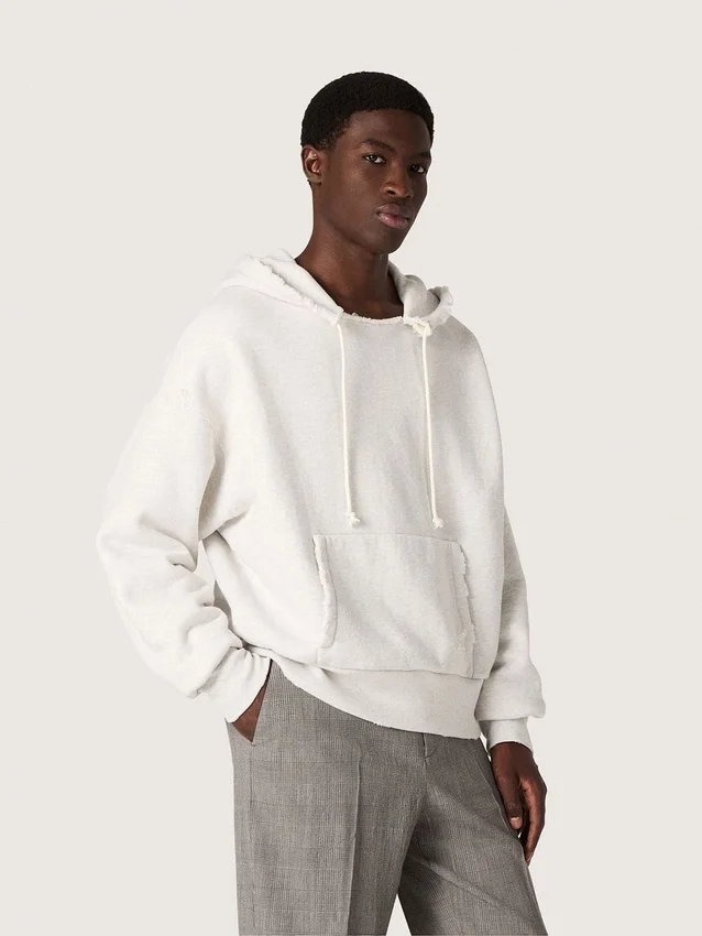 Hanorac unisex cu glugă Star din bumbac gri melanj