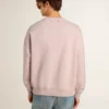 Hanorac unisex cu guler rotund, de culoare roz vechi, cu imprimeu verde al logo-ului