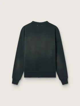 Hanorac unisex din bumbac negru cu aspect uzat, cu logo brodat