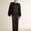 Hanorac unisex din bumbac negru cu aspect uzat, cu logo brodat