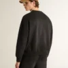 Hanorac unisex din bumbac negru cu aspect uzat, cu logo brodat