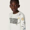 Hanorac unisex Journey din amestec de bumbac alb cu imprimeu doodle