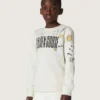 Hanorac unisex Journey din amestec de bumbac alb cu imprimeu doodle