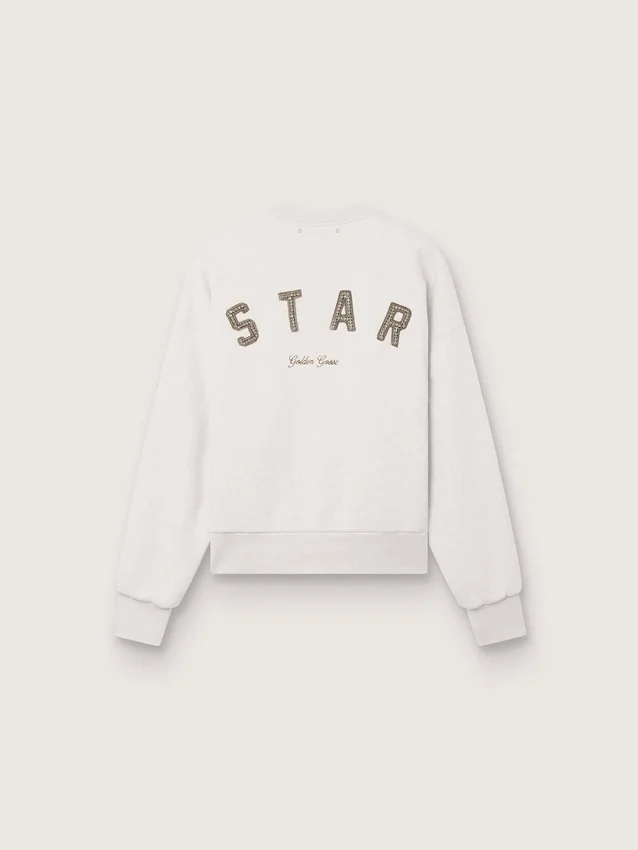 Hanorac unisex Star din bumbac gri, cu broderie și cristale
