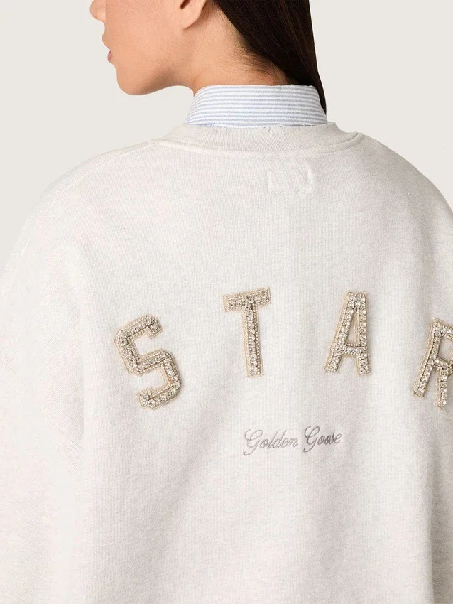 Hanorac unisex Star din bumbac gri, cu broderie și cristale