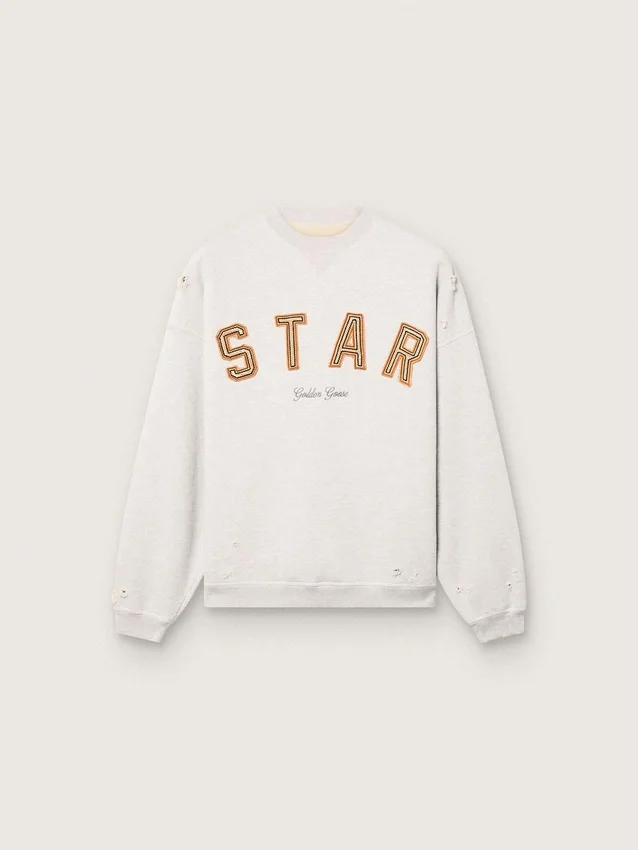 Hanorac unisex „Star” din bumbac gri melanj cu broderie „Star”
