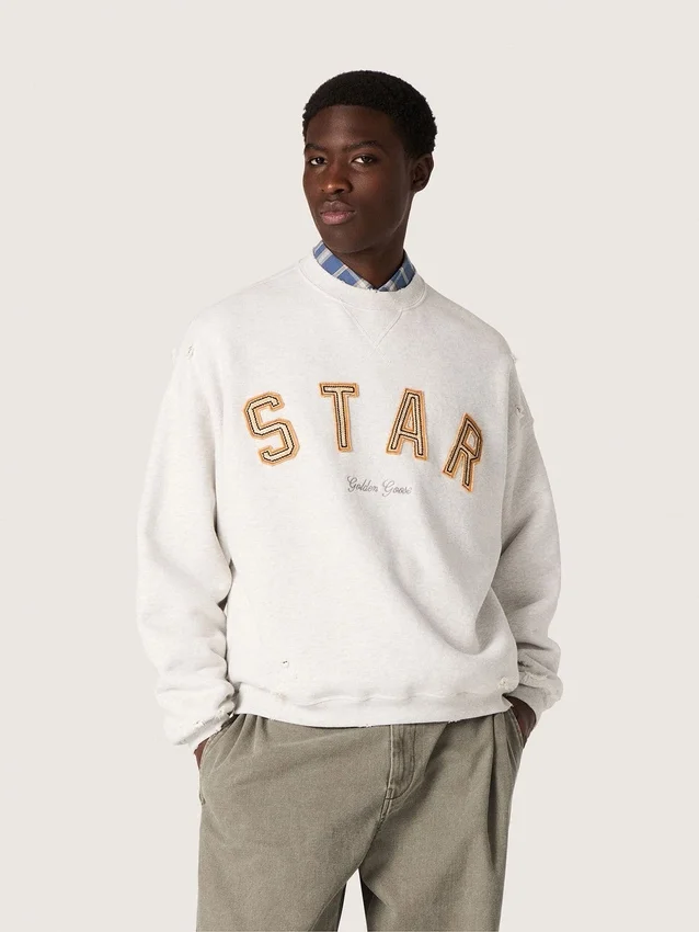Hanorac unisex „Star” din bumbac gri melanj cu broderie „Star”