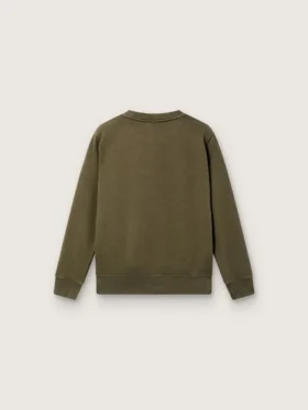 Hanorace unisex auriu din bumbac verde militar cu logo inversat