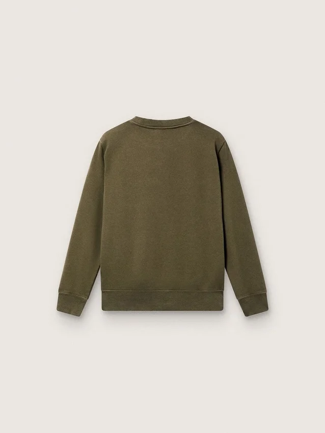 Hanorace unisex auriu din bumbac verde militar cu logo inversat