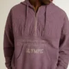 Hanorace unisex din bumbac mov cu imprimeu pe față