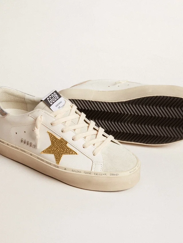 Hi Star cu stea din cristale Swarovski și bandă de piele argintie pe călcâi