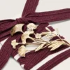 Șireturi CNY Piele din lână de culoare burgund, cu broșă în formă de floare aurie