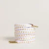 Șireturi din bumbac alb cu steluțe aurii contrastante
