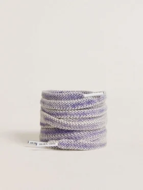 Șireturi din bumbac de culoare violet învechit, cu capete de șiret cu logo