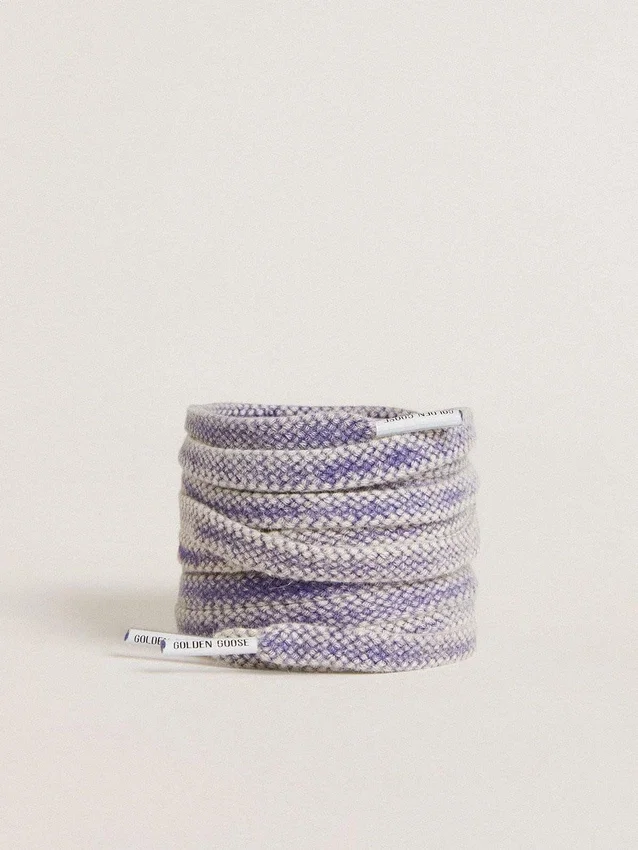 Șireturi din bumbac de culoare violet învechit, cu capete de șiret cu logo