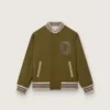Jachetă bomber unisex Journey din sargă de nailon verde militar cu patch brodat