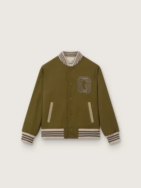 Jachetă bomber unisex Journey din sargă de nailon verde militar cu patch brodat