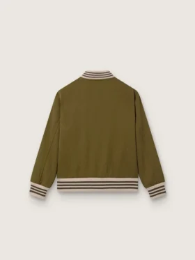 Jachetă bomber unisex Journey din sargă de nailon verde militar cu patch brodat