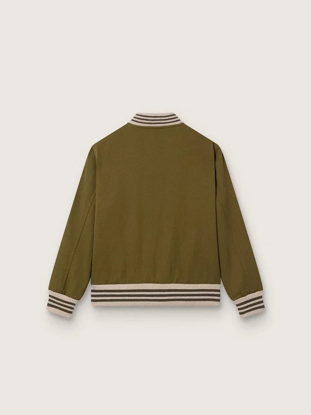 Jachetă bomber unisex Journey din sargă de nailon verde militar cu patch brodat