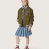 Jachetă bomber unisex Journey din sargă de nailon verde militar cu patch brodat
