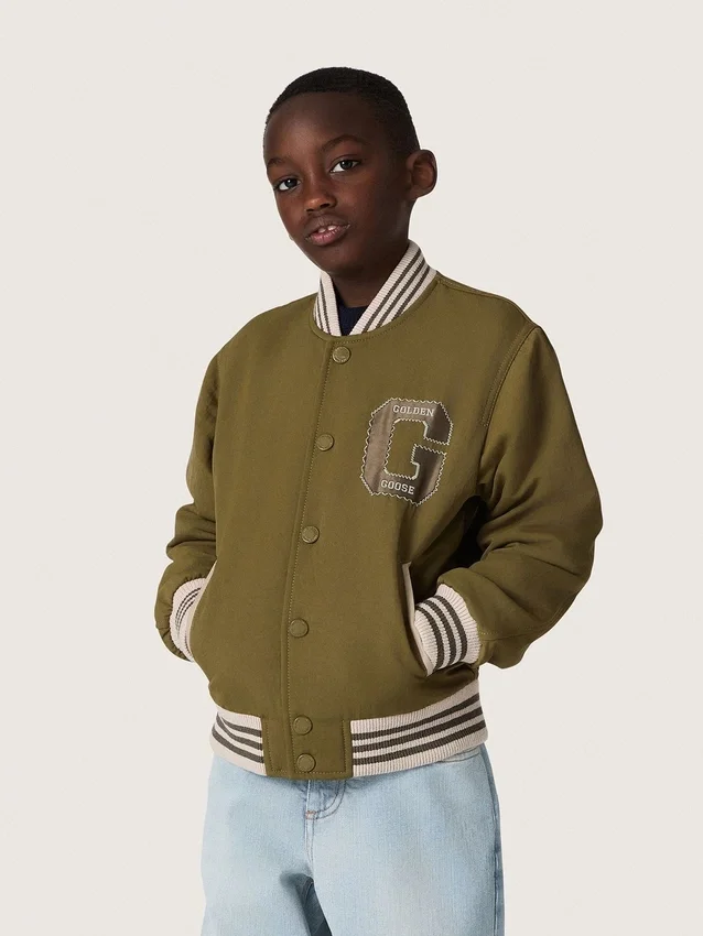 Jachetă bomber unisex Journey din sargă de nailon verde militar cu patch brodat