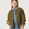 Jachetă bomber unisex Journey din sargă de nailon verde militar cu patch brodat
