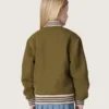 Jachetă bomber unisex Journey din sargă de nailon verde militar cu patch brodat