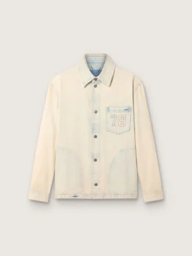 Jachetă de lucru pentru bărbați din denim de culoare nisip deschis