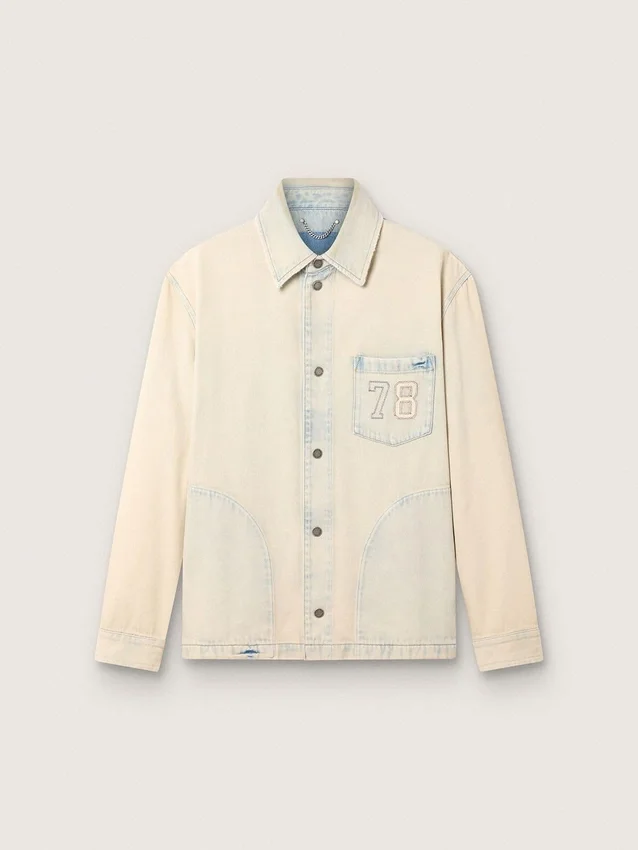 Jachetă de lucru pentru bărbați din denim de culoare nisip deschis