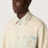 Jachetă de lucru pentru bărbați din denim de culoare nisip deschis