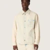 Jachetă de lucru pentru bărbați din denim de culoare nisip deschis